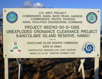 U.S. Navy Unexploded Ordnanace Clearing Project Sign