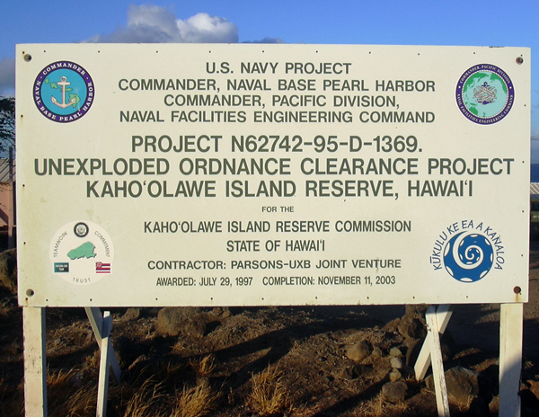 Unexploded Ordnance Sign on Kahoolawe Island