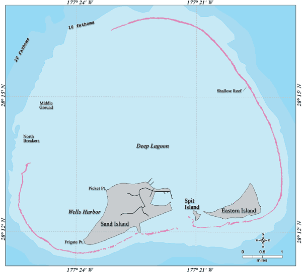 Map of the Midway Atoll in the Northwest Hawaiian Islands