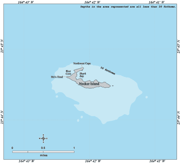 NOAA Map of Necker Island in the Northwest Hawaiian Islands